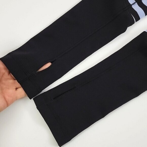 Lululemon Forme Jacket Sea Stripe Polar Haze Black Stretch Thumbholes Size 4 - Picture 11 of 16